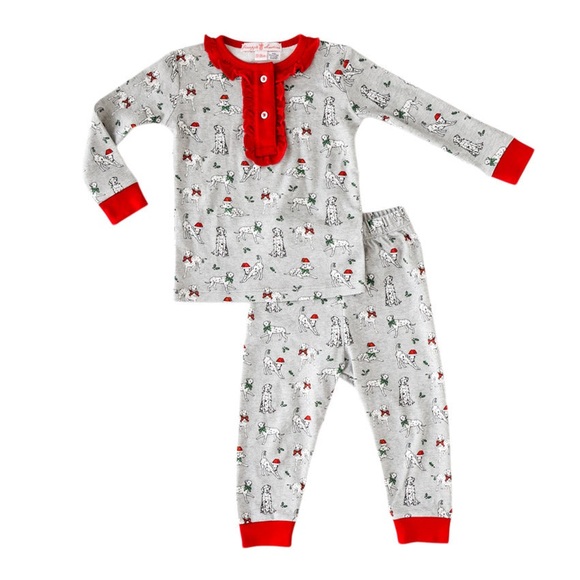 Pineapple Sunshine Girls Ruffle Holiday Dalmatian 2-piece pajama - Picture 2 of 3